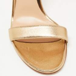 Pre Owned Gianvito Rossi Gold Leather Portofino Ankle Strap Sandals Size 39.5