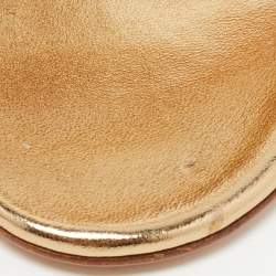 Pre Owned Gianvito Rossi Gold Leather Portofino Ankle Strap Sandals Size 39.5