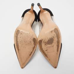 Pre Owned Gianvito Rossi Black Suede and PVC Plexi Pumps Size 40.5