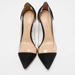 Pre Owned Gianvito Rossi Black Suede and PVC Plexi Pumps Size 40.5