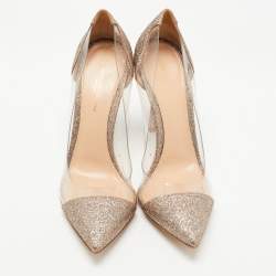 Pre Owned Gianvito Rossi Multicolor Glitter and PVC Plexi Pumps Size 39