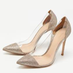 Pre Owned Gianvito Rossi Multicolor Glitter and PVC Plexi Pumps Size 39