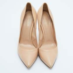 Pre Owned Gianvito Rossi Beige Leather Pointed Toe Pumps Size 40