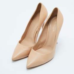Pre Owned Gianvito Rossi Beige Leather Pointed Toe Pumps Size 40