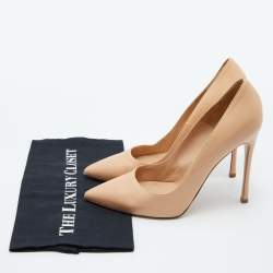 Pre Owned Gianvito Rossi Beige Leather Pointed Toe Pumps Size 40