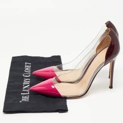 Pre Owned Gianvito Rossi Pink/Burgundy Patent Leather and PVC Plexi Pumps Size 41