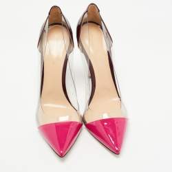 Pre Owned Gianvito Rossi Pink/Burgundy Patent Leather and PVC Plexi Pumps Size 41