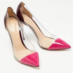 Pre Owned Gianvito Rossi Pink/Burgundy Patent Leather and PVC Plexi Pumps Size 41