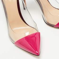 Pre Owned Gianvito Rossi Pink/Burgundy Patent Leather and PVC Plexi Pumps Size 41