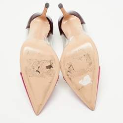 Pre Owned Gianvito Rossi Pink/Burgundy Patent Leather and PVC Plexi Pumps Size 41