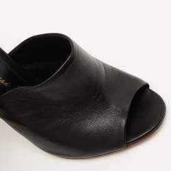 Pre Owned Gianvito Rossi Black Leather Alise Peep Toe Mules Size 34.5