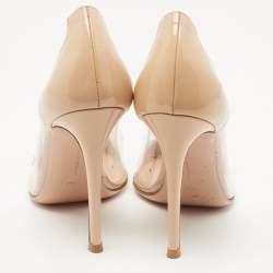 Pre Owned Gianvito Rossi Beige PVC and Patent Plexi Pumps Size 37