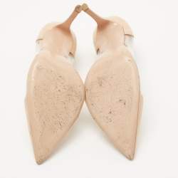 Pre Owned Gianvito Rossi Beige PVC and Patent Plexi Pumps Size 37