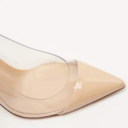 Pre Owned Gianvito Rossi Beige PVC and Patent Plexi Pumps Size 37