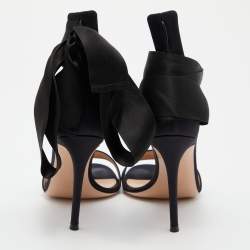 Pre Owned Gianvito Rossi Black Satin Gala Sandals Size 37.5