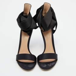 Pre Owned Gianvito Rossi Black Satin Gala Sandals Size 37.5
