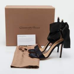 Pre Owned Gianvito Rossi Black Satin Gala Sandals Size 37.5