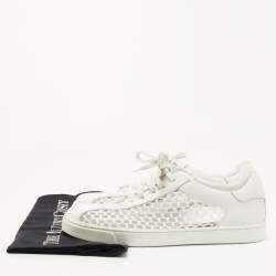 Gianvito Rossi White Leather and Fish Net Panel Low Top Sneakers Size 36