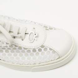 Gianvito Rossi White Leather and Fish Net Panel Low Top Sneakers Size 36
