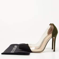Pre Owned Gianvito Rossi Black/Green Suede and PVC Plexi Platform Pumps Size 36