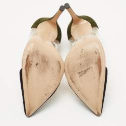 Pre Owned Gianvito Rossi Black/Green Suede and PVC Plexi Platform Pumps Size 36