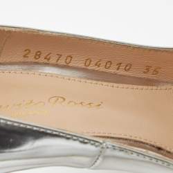 Pre Owned Gianvito Rossi Silver Patent Leather Gianvito Pointed Toe Pumps Size 35