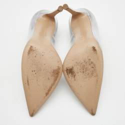 Pre Owned Gianvito Rossi Silver Patent Leather Gianvito Pointed Toe Pumps Size 35