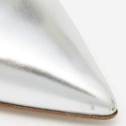 Pre Owned Gianvito Rossi Silver Patent Leather Gianvito Pointed Toe Pumps Size 35