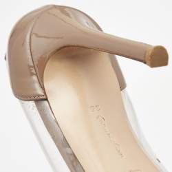 Pre Owned Gianvito Rossi Beige/Black Patent Leather and PVC Plexi Pumps Size 35