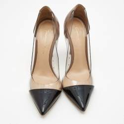 Pre Owned Gianvito Rossi Beige/Black Patent Leather and PVC Plexi Pumps Size 35