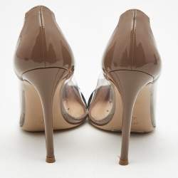 Pre Owned Gianvito Rossi Beige/Black Patent Leather and PVC Plexi Pumps Size 35