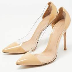 Pre Owned Gianvito Rossi Beige Patent Leather, PVC Plexi Pumps Size 41