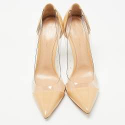 Pre Owned Gianvito Rossi Beige Patent Leather, PVC Plexi Pumps Size 41