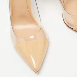 Pre Owned Gianvito Rossi Beige Patent Leather, PVC Plexi Pumps Size 41