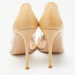 Pre Owned Gianvito Rossi Beige Patent Leather, PVC Plexi Pumps Size 41