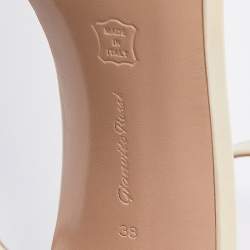 Pre Owned Gianvito Rossi Off White Patent Leather Portofino Ankle Strap Sandals Size 38