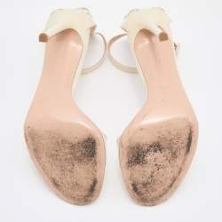 Pre Owned Gianvito Rossi Off White Patent Leather Portofino Ankle Strap Sandals Size 38