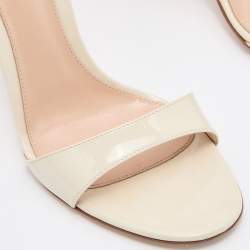 Pre Owned Gianvito Rossi Off White Patent Leather Portofino Ankle Strap Sandals Size 38