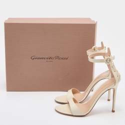 Pre Owned Gianvito Rossi Off White Patent Leather Portofino Ankle Strap Sandals Size 38