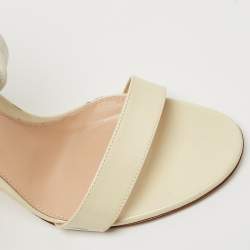 Pre Owned Gianvito Rossi Beige/Cream Patent Leather Ankle Strap Sandals Size 38