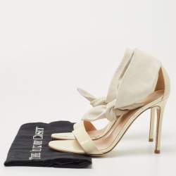 Pre Owned Gianvito Rossi Beige/Cream Patent Leather Ankle Strap Sandals Size 38