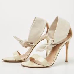 Pre Owned Gianvito Rossi Beige/Cream Patent Leather Ankle Strap Sandals Size 38
