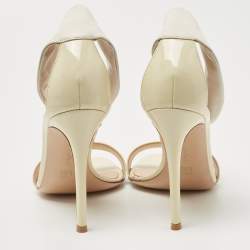 Pre Owned Gianvito Rossi Beige/Cream Patent Leather Ankle Strap Sandals Size 38