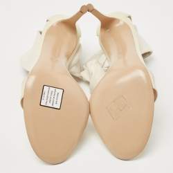 Pre Owned Gianvito Rossi Beige/Cream Patent Leather Ankle Strap Sandals Size 38