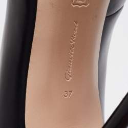 Pre Owned Gianvito Rossi Black Leather Peep Toe Vamp Ankle Booties Size 37