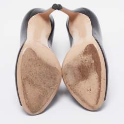 Pre Owned Gianvito Rossi Black Leather Peep Toe Vamp Ankle Booties Size 37