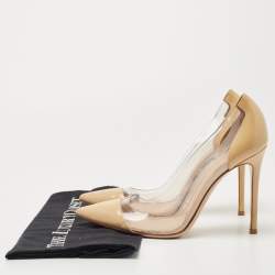 Pre Owned Gianvito Rossi Beige Leather and PVC Plexi Pumps Size 38