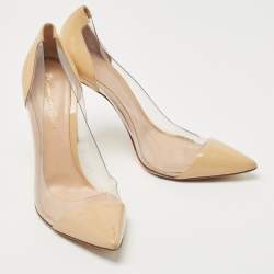 Pre Owned Gianvito Rossi Beige Leather and PVC Plexi Pumps Size 38