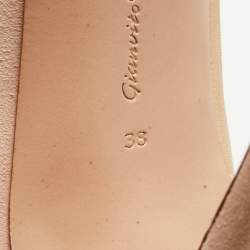 Pre Owned Gianvito Rossi Beige Suede and Mesh Pointed Toe Pumps Size 38