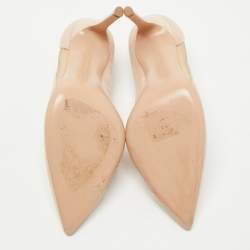 Pre Owned Gianvito Rossi Beige Suede and Mesh Pointed Toe Pumps Size 38